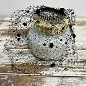 Vintage inspired black birdcage veil comb